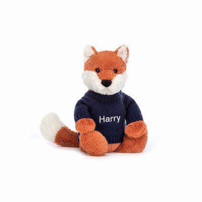 Jellycat Bashful Vos Cub with Navy Jumper | RX9256078